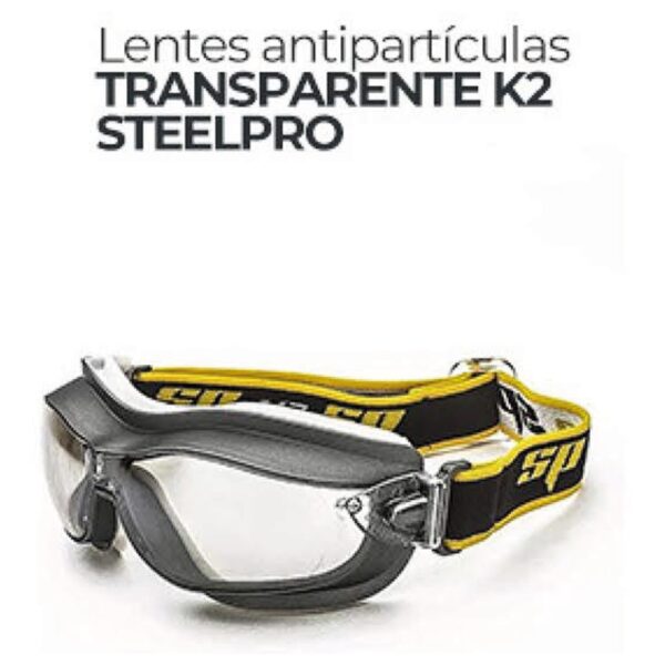 LENTE ANTIPARTICULAS TRANSPARENTE K2 STEEL PRO