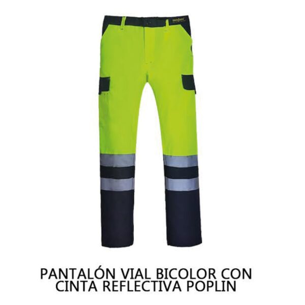 PANTALON VIAL BICOLOR CON CINTA REFLECTIVA POPLIN