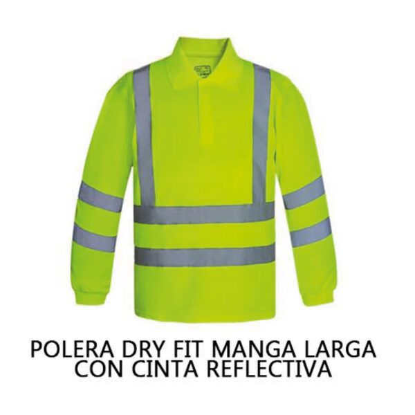 POLERA DRY FIT MANGA LARGA Y CUELLO CON CINTA REFLECTIVA